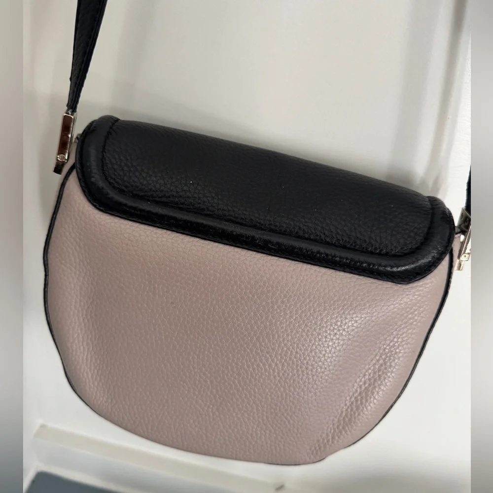 Kate Spade Black Beige Cream Dual Color Oliver Street Lily Leather Crossbody Bag